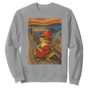 Funny Frog Sweatshirt Playing Guitar Van Gogh Starry Night Art Parody TS12 Sport Gray Print Your Wear
