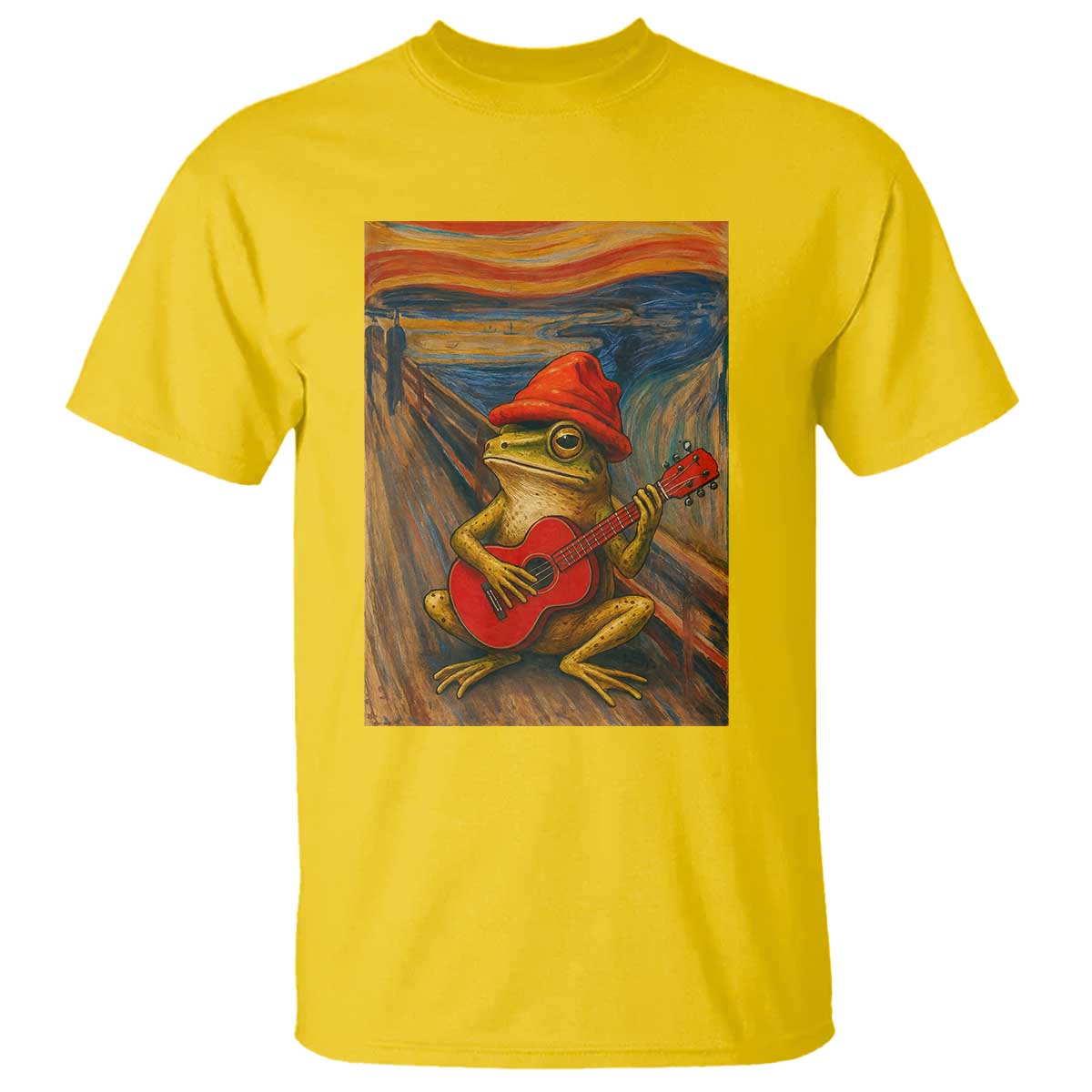 Funny Frog T Shirt Playing Guitar Van Gogh Starry Night Art Parody TS12 Daisy Print Your Wear