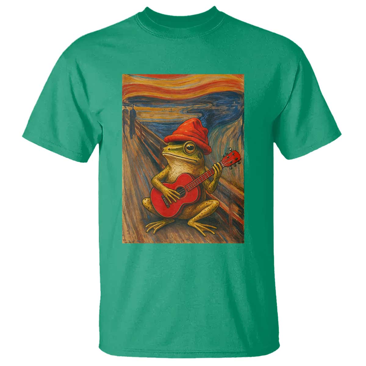 Funny Frog T Shirt Playing Guitar Van Gogh Starry Night Art Parody TS12 Irish Green Print Your Wear