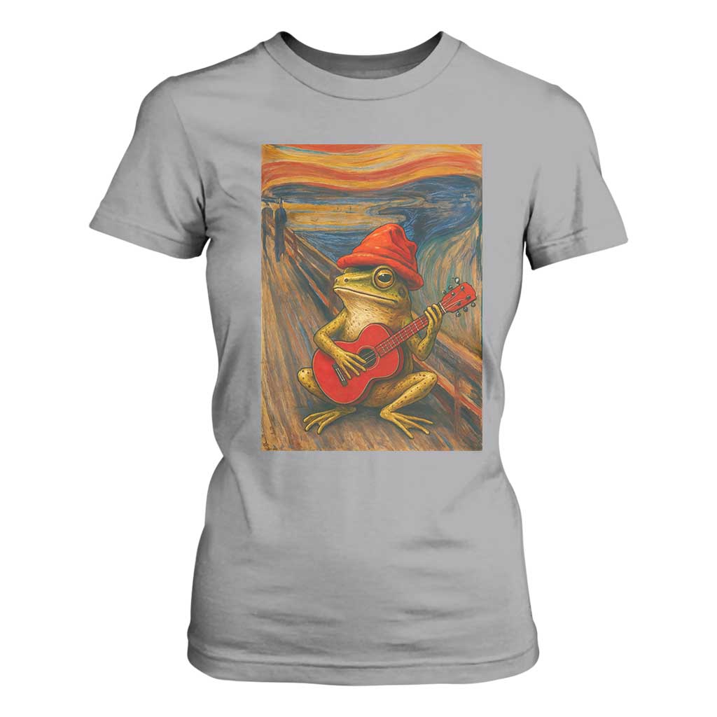 Funny Frog T Shirt For Women Playing Guitar Van Gogh Starry Night Art Parody TS12 Sport Gray Print Your Wear
