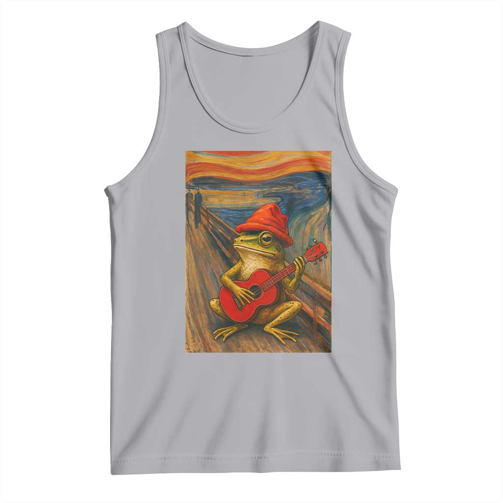 Funny Frog Tank Top Playing Guitar Van Gogh Starry Night Art Parody TS12 Athletic Heather Print Your Wear