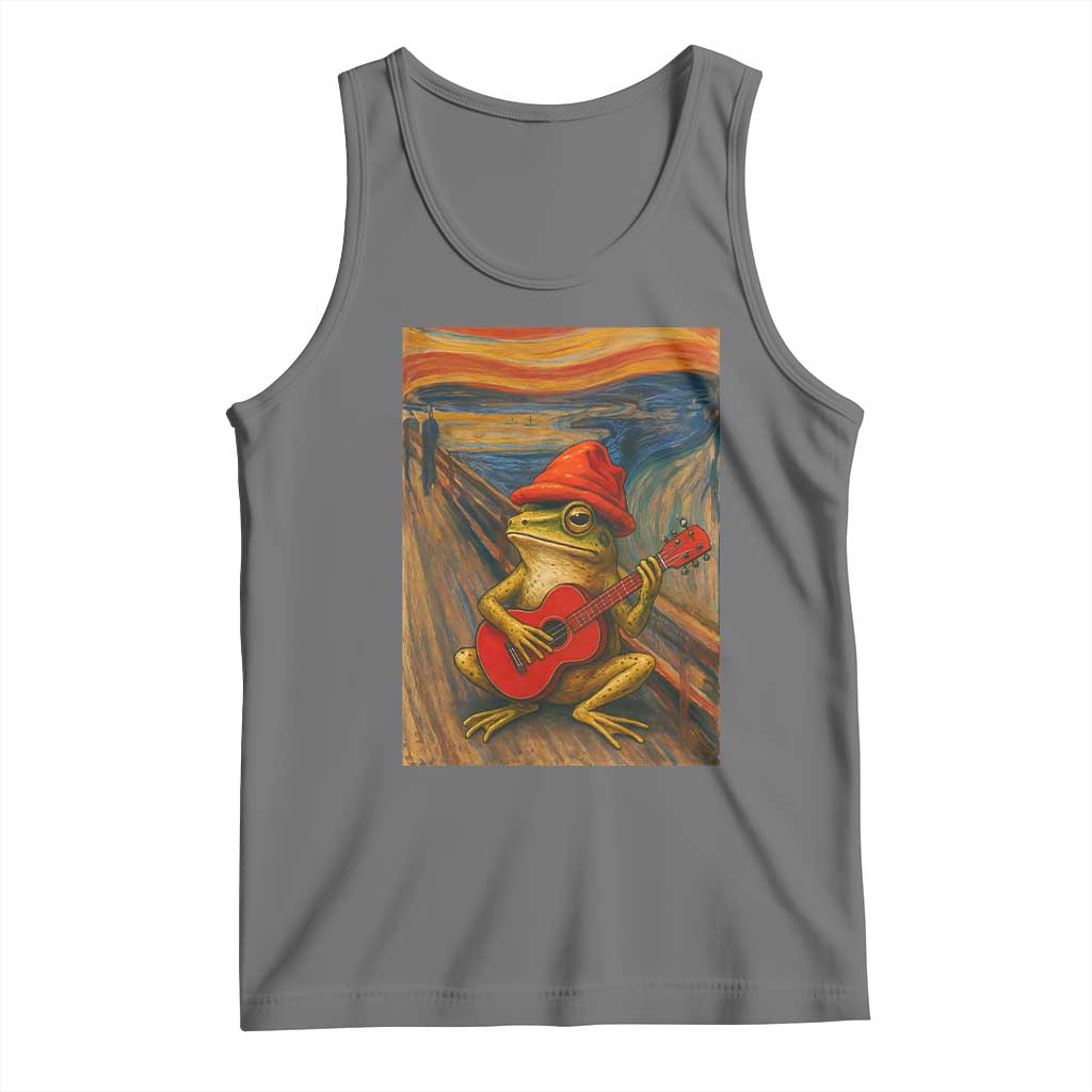 Funny Frog Tank Top Playing Guitar Van Gogh Starry Night Art Parody TS12 Black Heather Print Your Wear