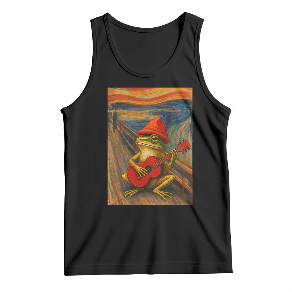 Funny Frog Tank Top Playing Guitar Van Gogh Starry Night Art Parody TS12 Black Print Your Wear