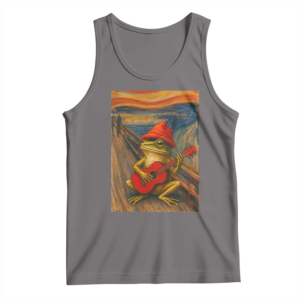Funny Frog Tank Top Playing Guitar Van Gogh Starry Night Art Parody TS12 Deep Heather Print Your Wear