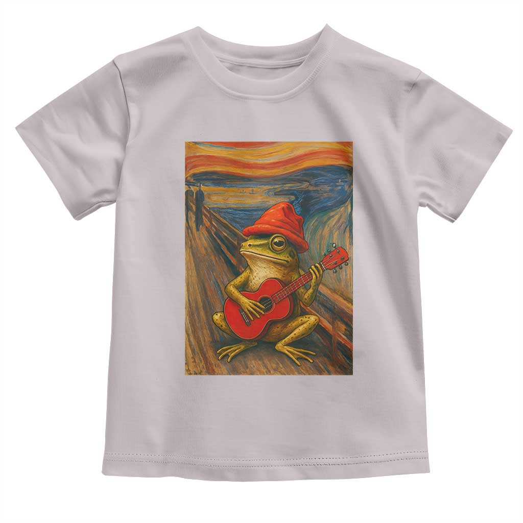 Funny Frog Toddler T Shirt Playing Guitar Van Gogh Starry Night Art Parody TS12 Ice Gray Print Your Wear