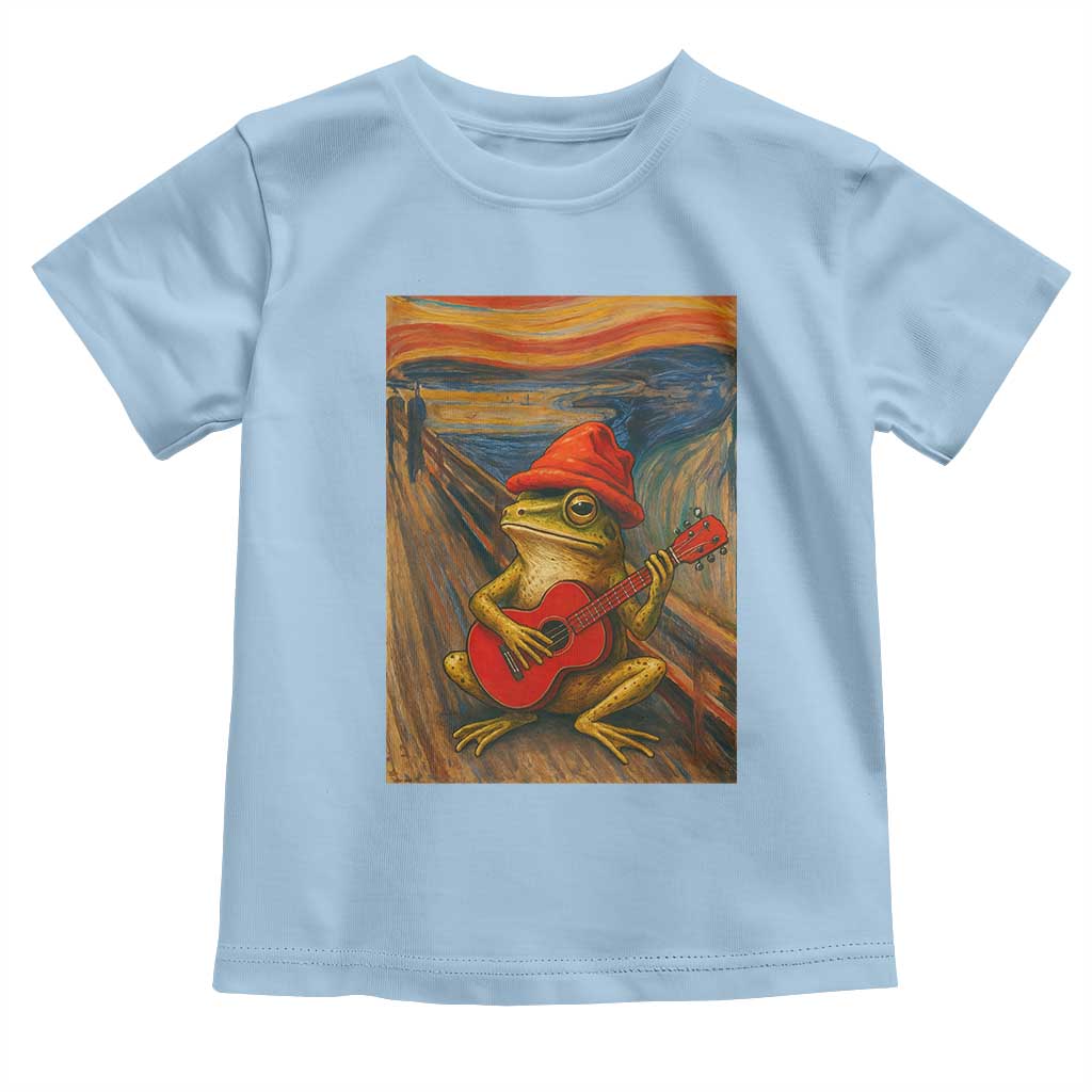 Funny Frog Toddler T Shirt Playing Guitar Van Gogh Starry Night Art Parody TS12 Light Blue Print Your Wear