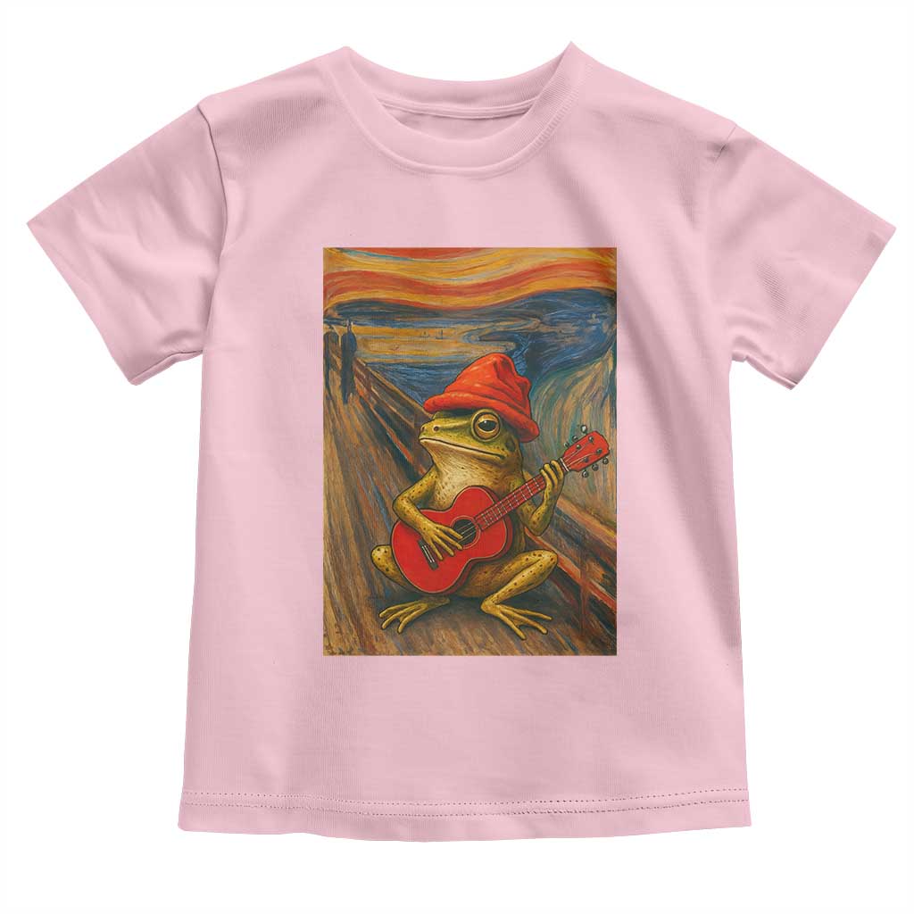 Funny Frog Toddler T Shirt Playing Guitar Van Gogh Starry Night Art Parody TS12 Light Pink Print Your Wear