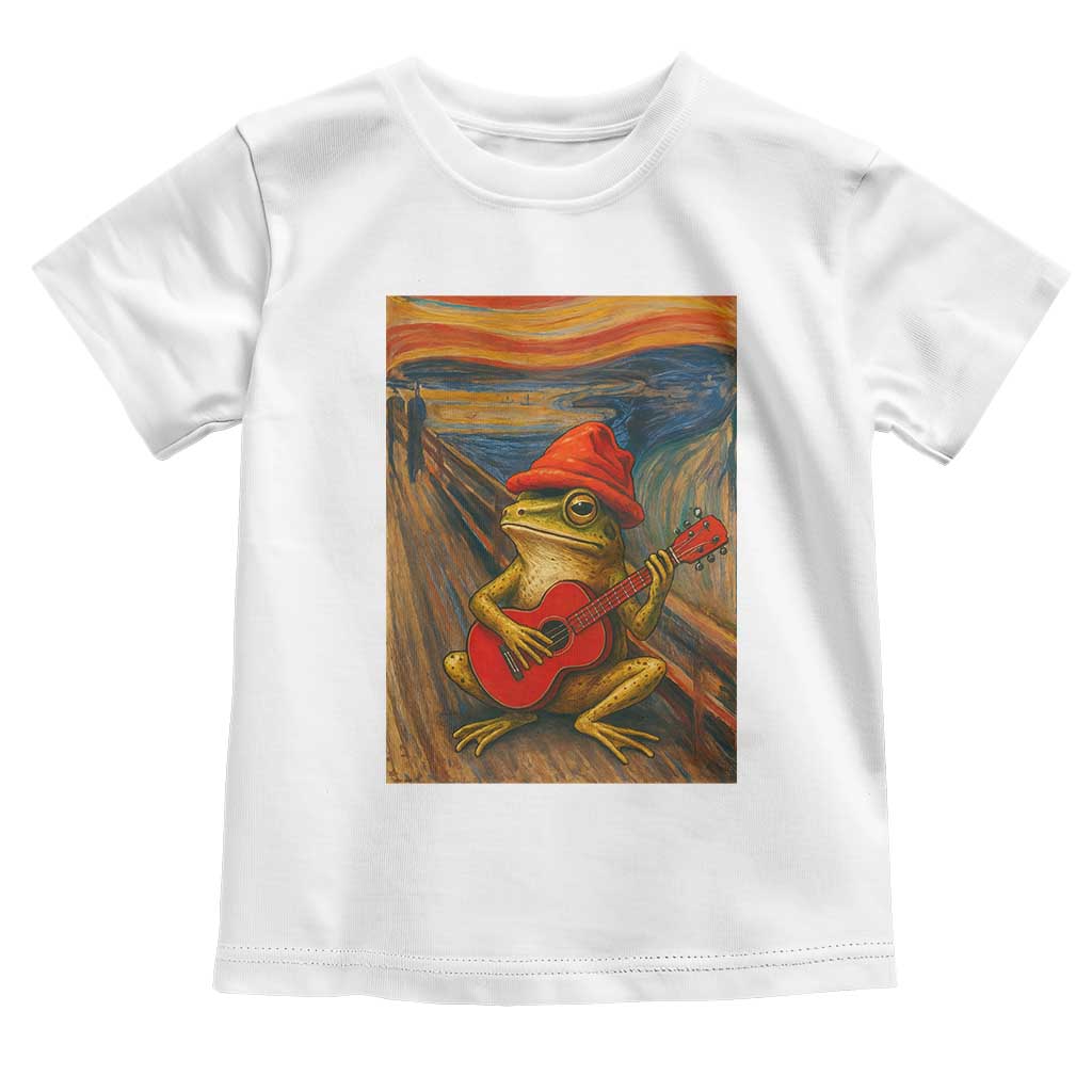 Funny Frog Toddler T Shirt Playing Guitar Van Gogh Starry Night Art Parody TS12 White Print Your Wear