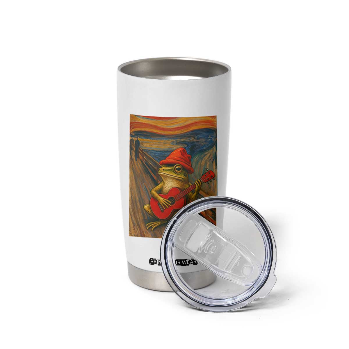 Funny Frog Tumbler Cup Playing Guitar Van Gogh Starry Night Art Parody TS12 Print Your Wear