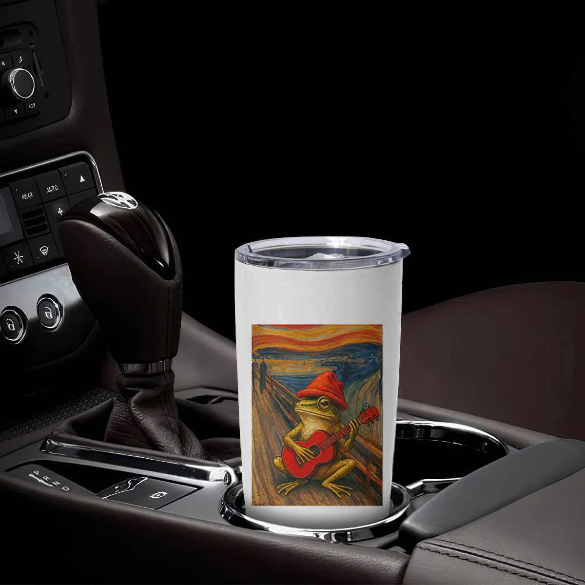 Funny Frog Tumbler Cup Playing Guitar Van Gogh Starry Night Art Parody TS12 Print Your Wear