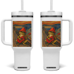Funny Frog Tumbler With Handle Playing Guitar Van Gogh Starry Night Art Parody TS12 One Size: 40 oz White Print Your Wear