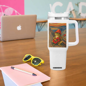 Funny Frog Tumbler With Handle Playing Guitar Van Gogh Starry Night Art Parody TS12 Print Your Wear
