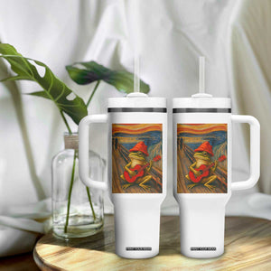 Funny Frog Tumbler With Handle Playing Guitar Van Gogh Starry Night Art Parody TS12 Print Your Wear