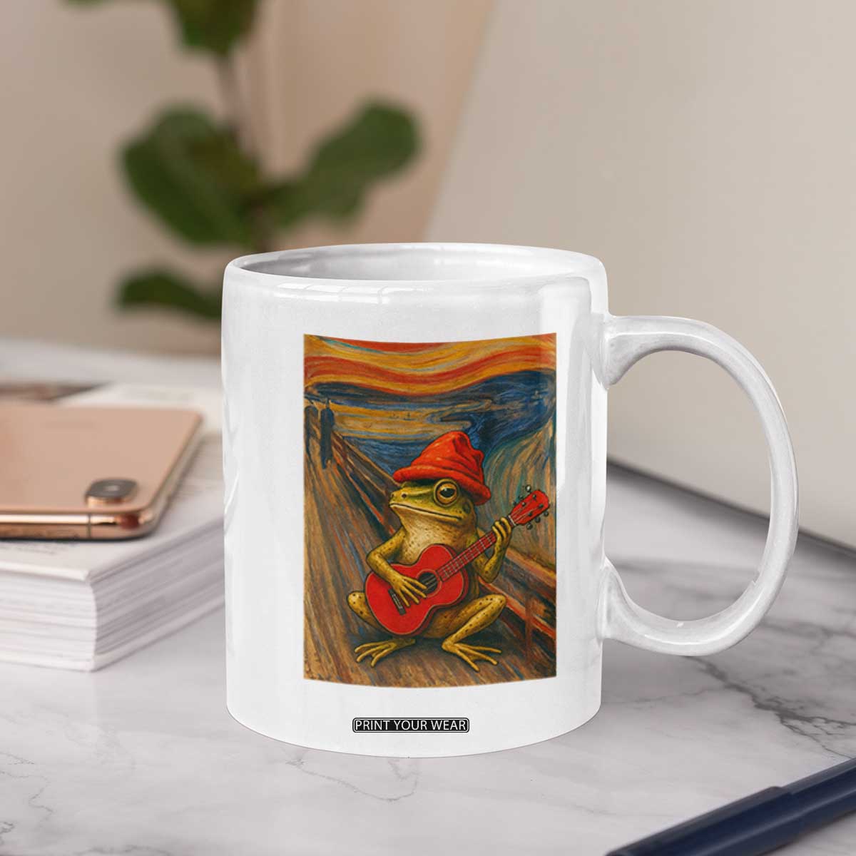 Funny Frog Coffee Mug Playing Guitar Van Gogh Starry Night Art Parody TS12 Print Your Wear