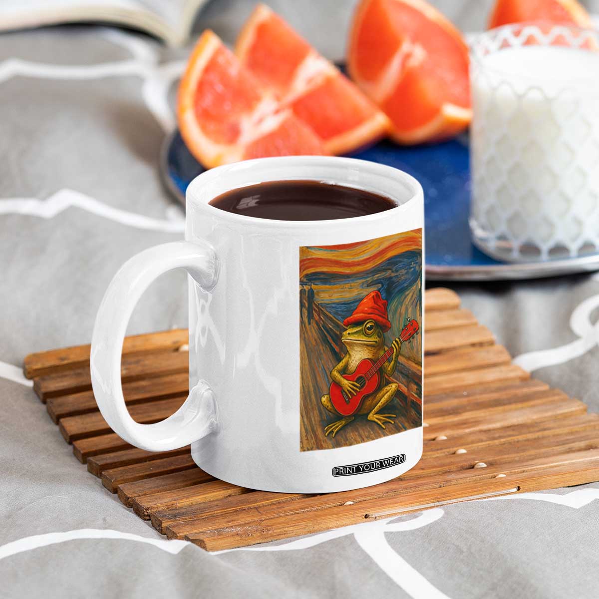 Funny Frog Coffee Mug Playing Guitar Van Gogh Starry Night Art Parody TS12 Print Your Wear