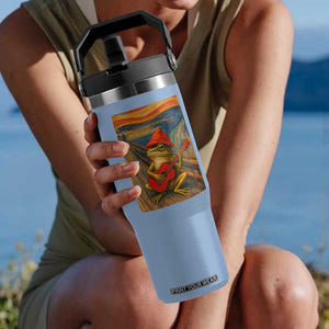 Funny Frog Flip Straw Tumbler Playing Guitar Van Gogh Starry Night Art Parody TS12 One Size: 30 oz Light Blue Print Your Wear