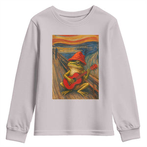 Funny Frog Youth Sweatshirt Playing Guitar Van Gogh Starry Night Art Parody TS12 Ice Gray Print Your Wear