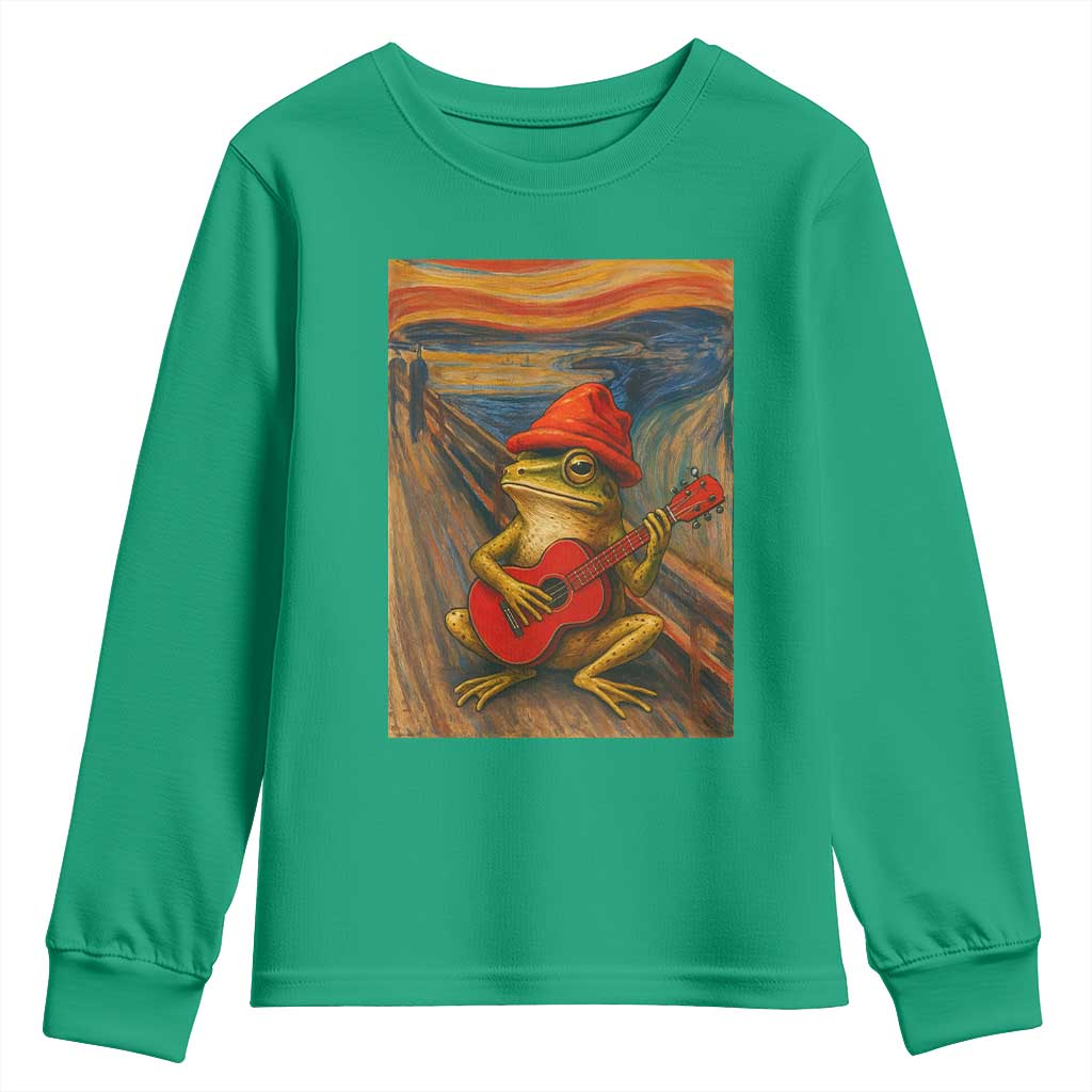 Funny Frog Youth Sweatshirt Playing Guitar Van Gogh Starry Night Art Parody TS12 Irish Green Print Your Wear