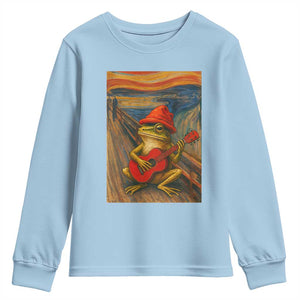Funny Frog Youth Sweatshirt Playing Guitar Van Gogh Starry Night Art Parody TS12 Light Blue Print Your Wear