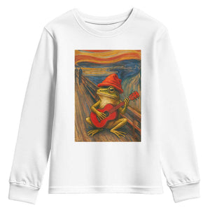 Funny Frog Youth Sweatshirt Playing Guitar Van Gogh Starry Night Art Parody TS12 White Print Your Wear