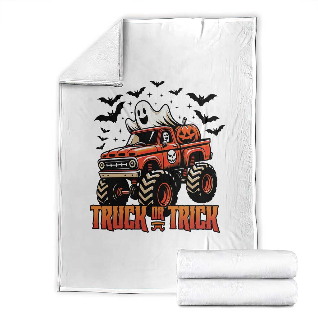 Truck Or Treat Ghost Racing Throw Blanket Funny Halloween Monster Truck Lover TS12 White Print Your Wear