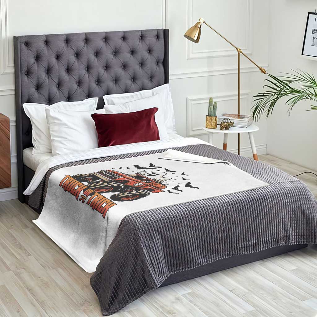 Truck Or Treat Ghost Racing Throw Blanket Funny Halloween Monster Truck Lover TS12 Print Your Wear