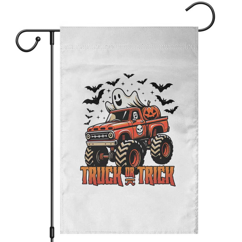 Truck Or Treat Ghost Racing Garden Flag Funny Halloween Monster Truck Lover TS12 White Print Your Wear