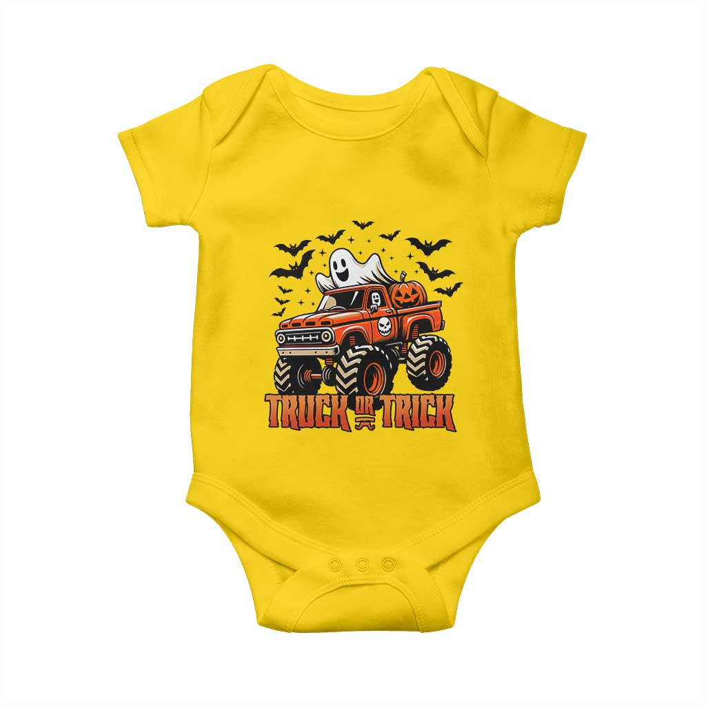 Truck Or Treat Ghost Racing Baby Onesie Funny Halloween Monster Truck Lover TS12 Daisy Print Your Wear