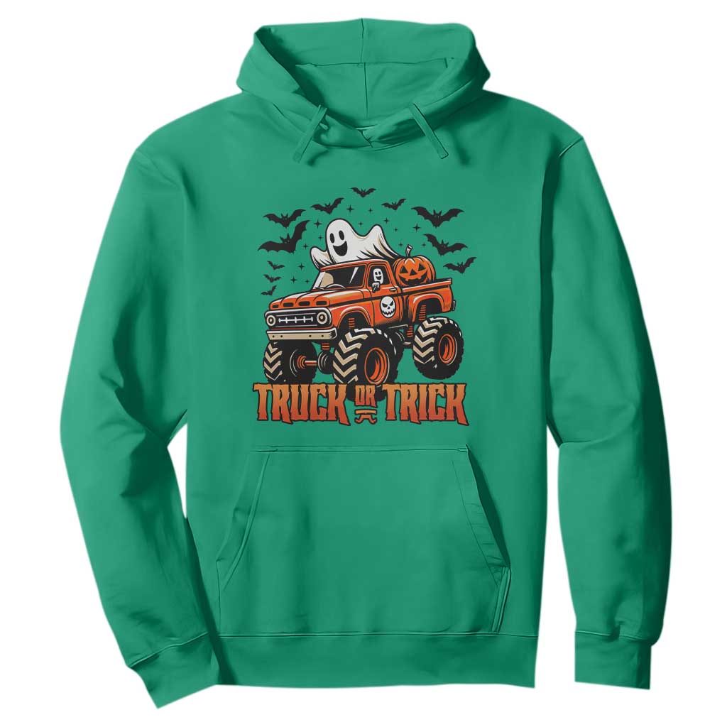Truck Or Treat Ghost Racing Hoodie Funny Halloween Monster Truck Lover TS12 Irish Green Print Your Wear