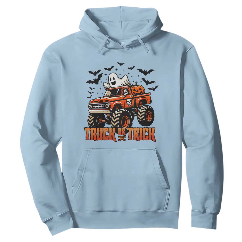 Truck Or Treat Ghost Racing Hoodie Funny Halloween Monster Truck Lover TS12 Light Blue Print Your Wear