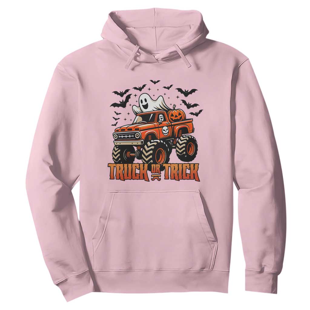 Truck Or Treat Ghost Racing Hoodie Funny Halloween Monster Truck Lover TS12 Light Pink Print Your Wear