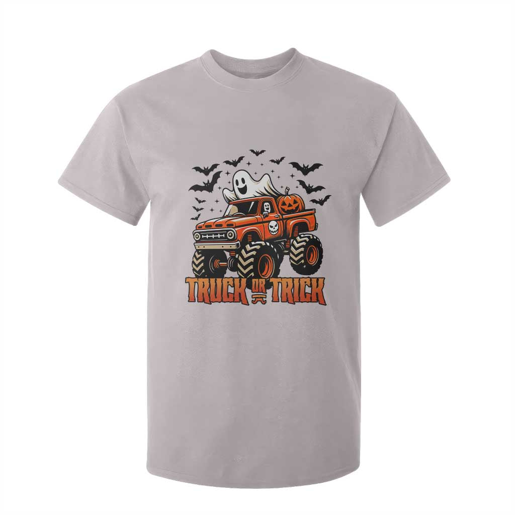 Truck Or Treat Ghost Racing T Shirt For Kid Funny Halloween Monster Truck Lover TS12 Ice Gray Print Your Wear