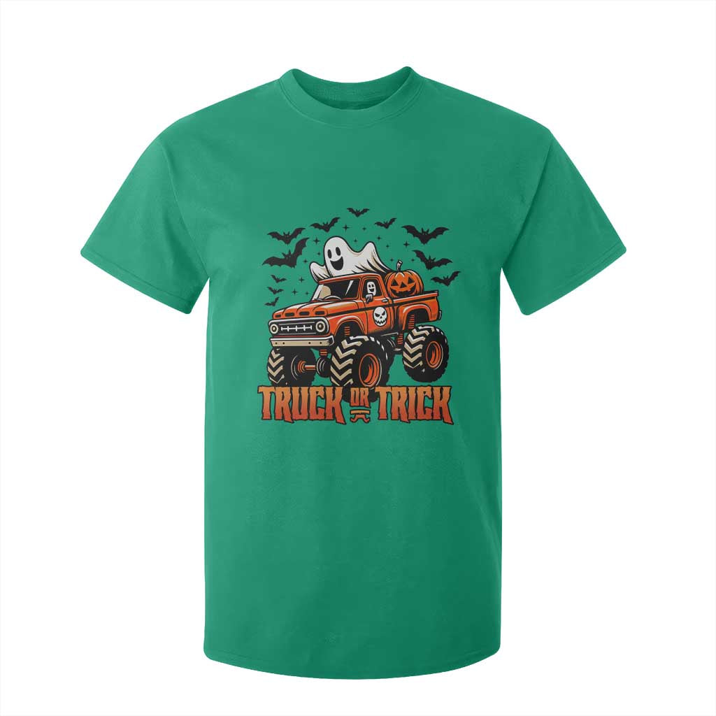 Truck Or Treat Ghost Racing T Shirt For Kid Funny Halloween Monster Truck Lover TS12 Irish Green Print Your Wear