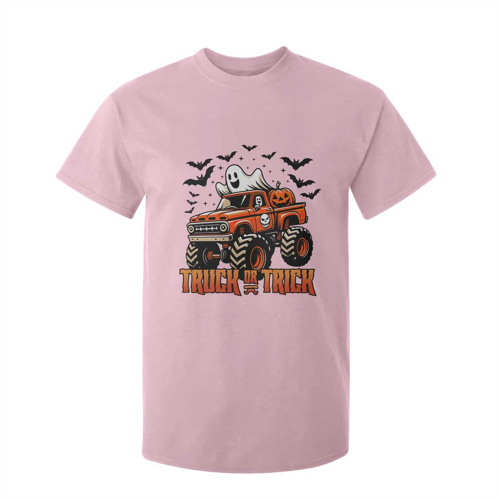 Truck Or Treat Ghost Racing T Shirt For Kid Funny Halloween Monster Truck Lover TS12 Light Pink Print Your Wear