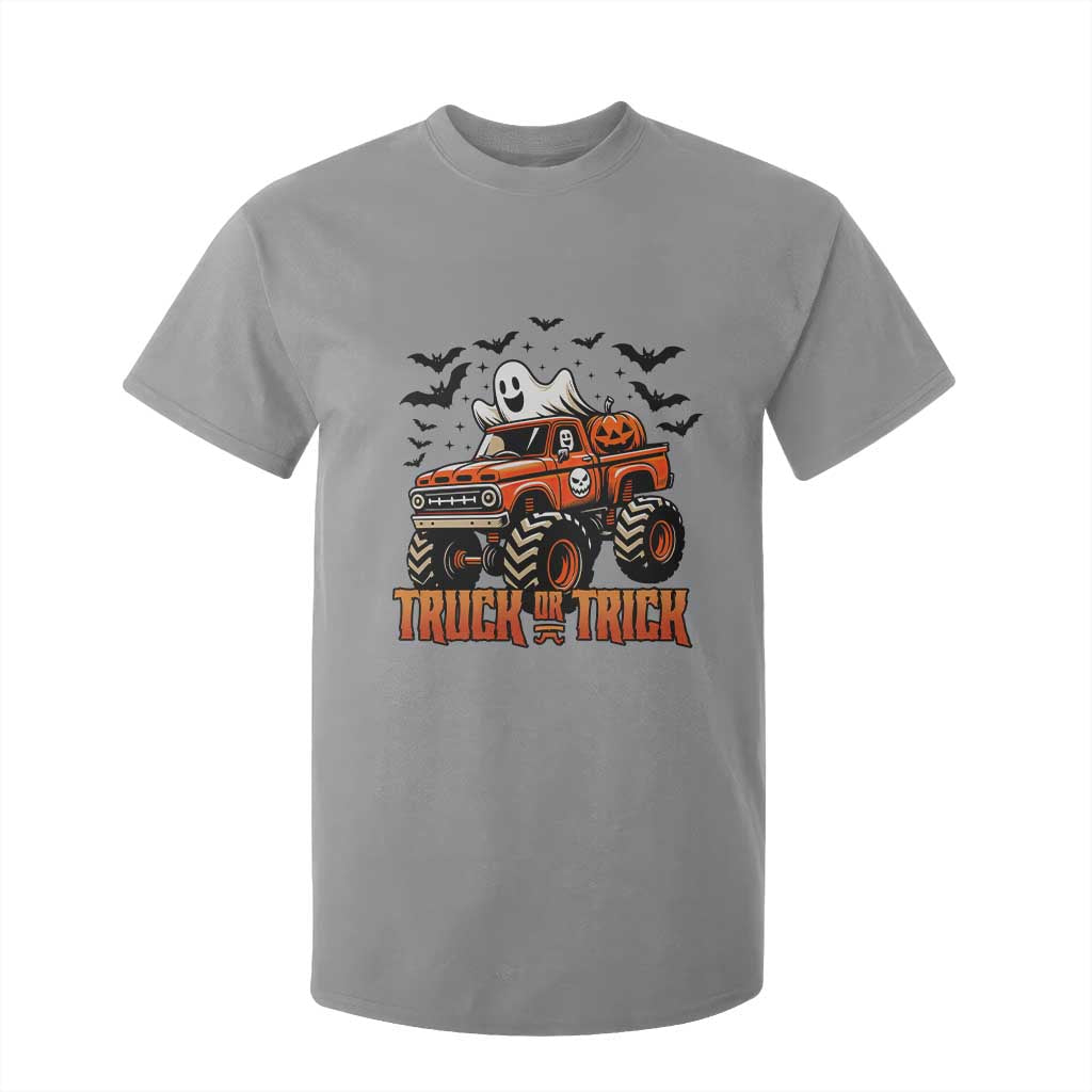 Truck Or Treat Ghost Racing T Shirt For Kid Funny Halloween Monster Truck Lover TS12 Sport Gray Print Your Wear