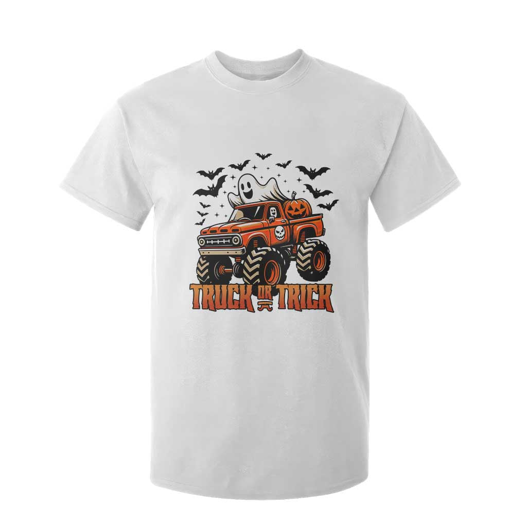 Truck Or Treat Ghost Racing T Shirt For Kid Funny Halloween Monster Truck Lover TS12 White Print Your Wear