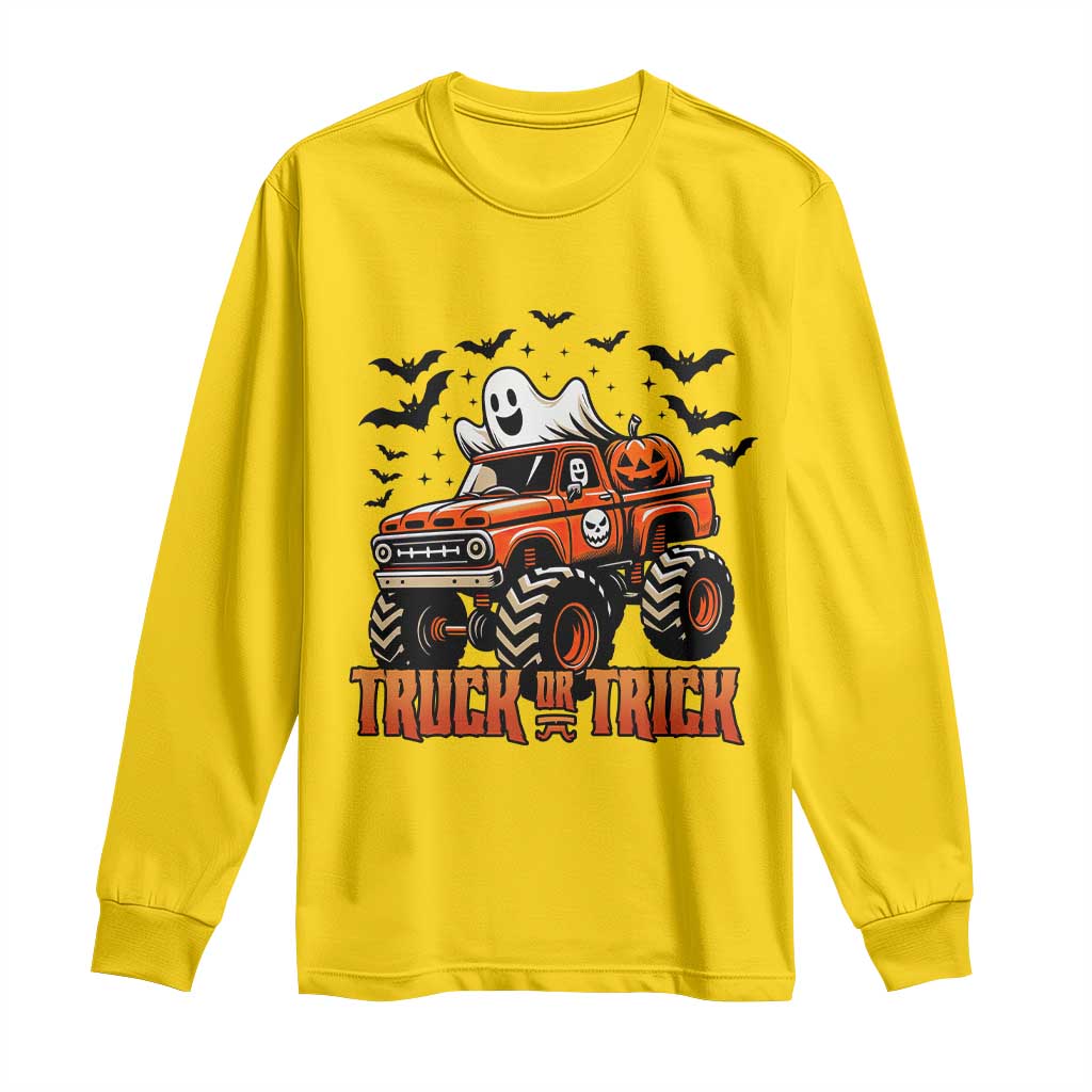 Truck Or Treat Ghost Racing Long Sleeve Shirt Funny Halloween Monster Truck Lover TS12 Daisy Print Your Wear