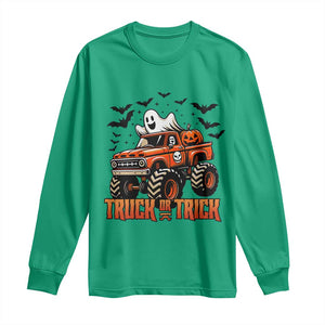 Truck Or Treat Ghost Racing Long Sleeve Shirt Funny Halloween Monster Truck Lover TS12 Irish Green Print Your Wear