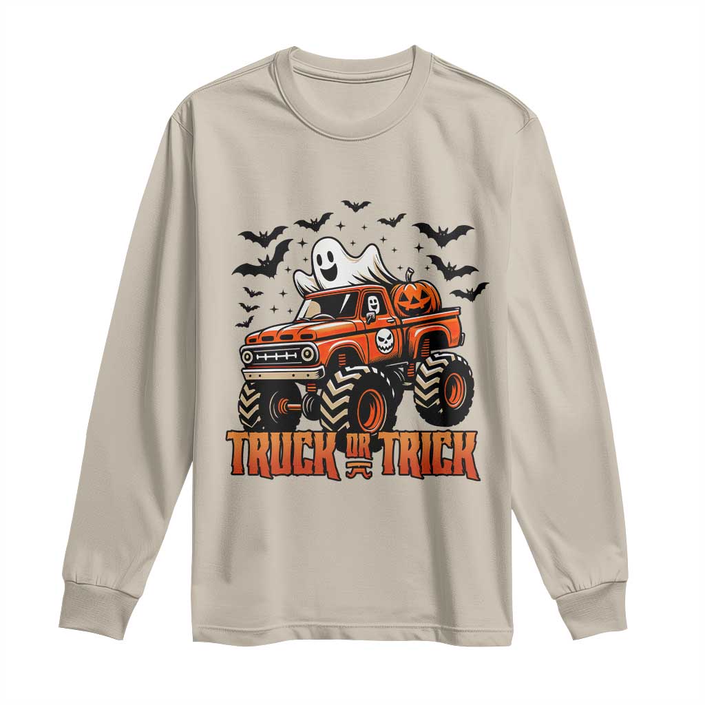 Truck Or Treat Ghost Racing Long Sleeve Shirt Funny Halloween Monster Truck Lover TS12 Sand Print Your Wear