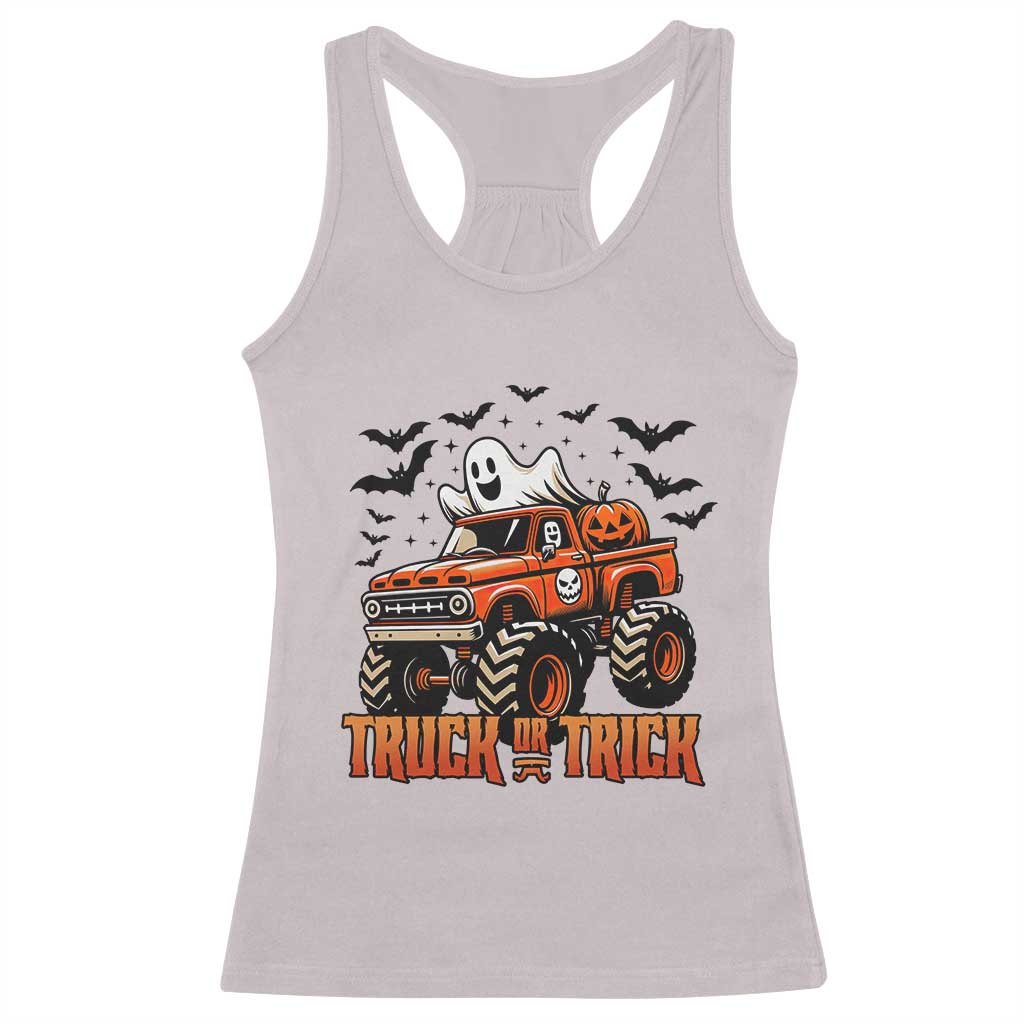 Truck Or Treat Ghost Racing Racerback Tank Top Funny Halloween Monster Truck Lover TS12 Ice Gray Print Your Wear