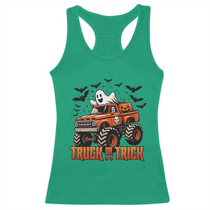 Truck Or Treat Ghost Racing Racerback Tank Top Funny Halloween Monster Truck Lover TS12 Irish Green Print Your Wear