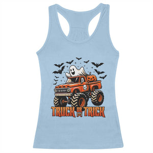 Truck Or Treat Ghost Racing Racerback Tank Top Funny Halloween Monster Truck Lover TS12 Light Blue Print Your Wear