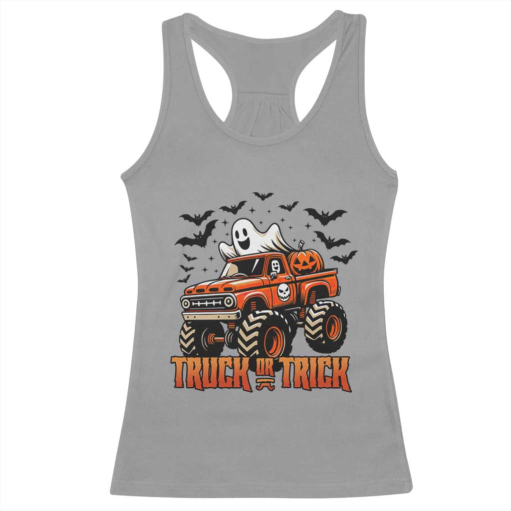 Truck Or Treat Ghost Racing Racerback Tank Top Funny Halloween Monster Truck Lover TS12 Sport Gray Print Your Wear
