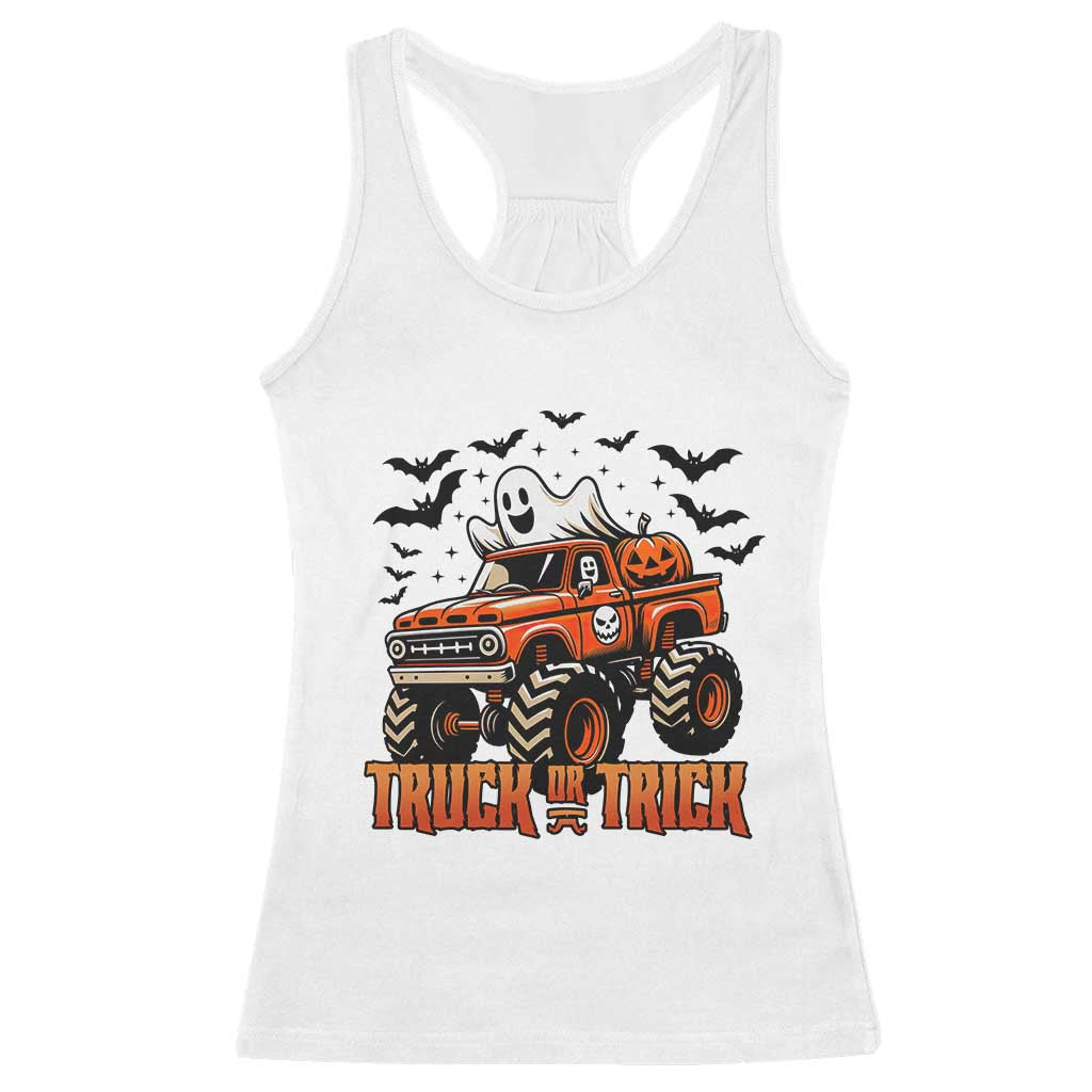 Truck Or Treat Ghost Racing Racerback Tank Top Funny Halloween Monster Truck Lover TS12 White Print Your Wear