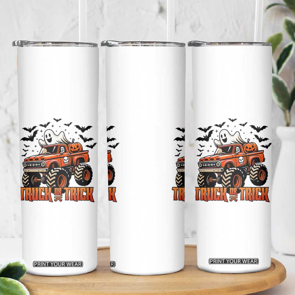 Truck Or Treat Ghost Racing Skinny Tumbler Funny Halloween Monster Truck Lover TS12 Print Your Wear