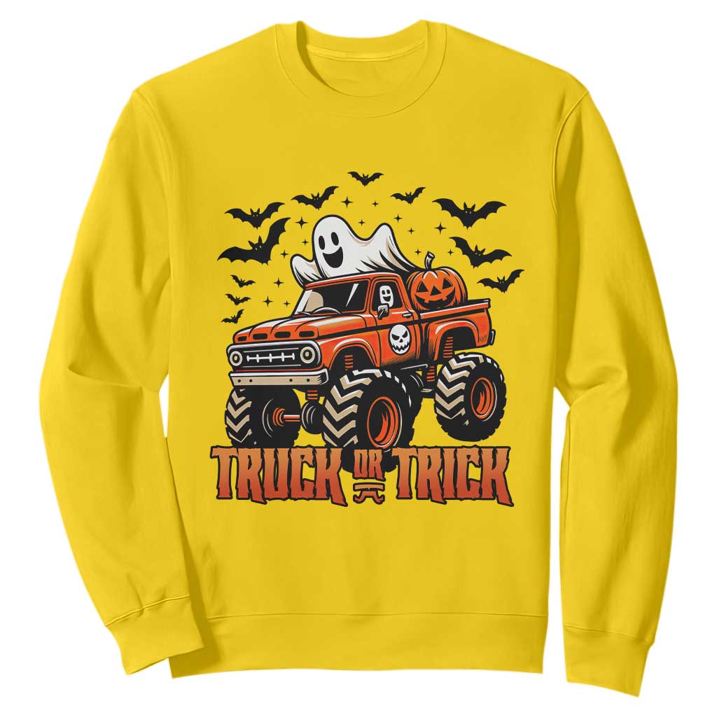 Truck Or Treat Ghost Racing Sweatshirt Funny Halloween Monster Truck Lover TS12 Daisy Print Your Wear