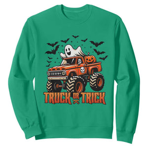 Truck Or Treat Ghost Racing Sweatshirt Funny Halloween Monster Truck Lover TS12 Irish Green Print Your Wear