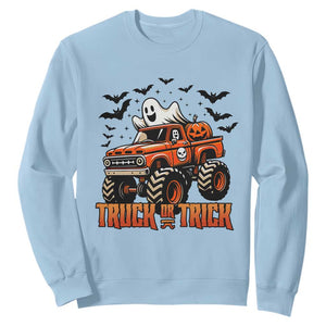 Truck Or Treat Ghost Racing Sweatshirt Funny Halloween Monster Truck Lover TS12 Light Blue Print Your Wear