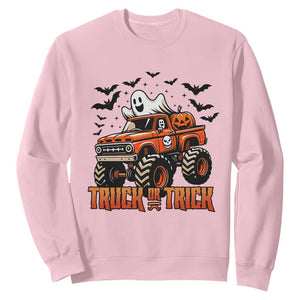 Truck Or Treat Ghost Racing Sweatshirt Funny Halloween Monster Truck Lover TS12 Light Pink Print Your Wear