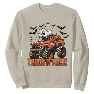 Truck Or Treat Ghost Racing Sweatshirt Funny Halloween Monster Truck Lover TS12 Sand Print Your Wear